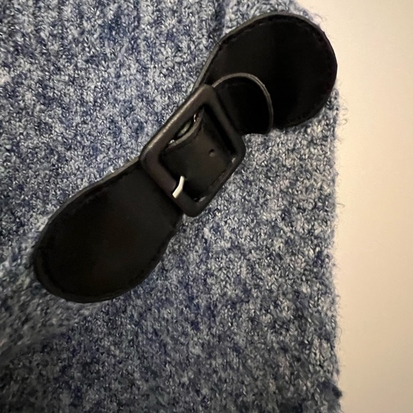 Juniors Medium Navy Blue Grayish Turtle Neck Sweater Dress - Picture 3 of 7